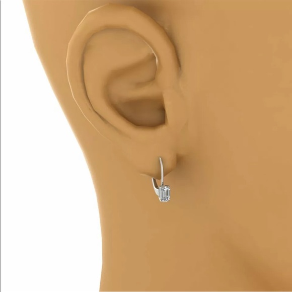 New Elegant 925 Silver Stud Earrings for Women White Sapphire - Picture 3 of 4